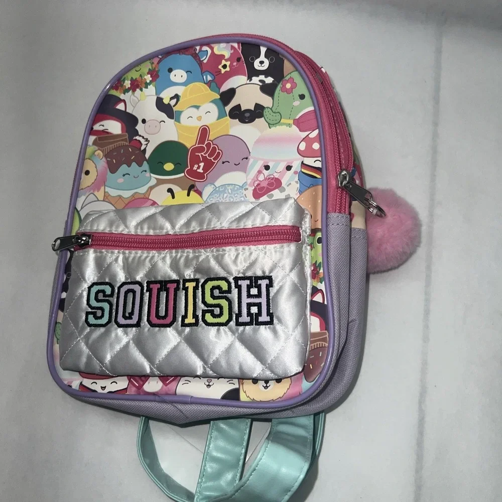 Squishmallow Mini Back Pack SQUISH #1 Pink pom pom keychain